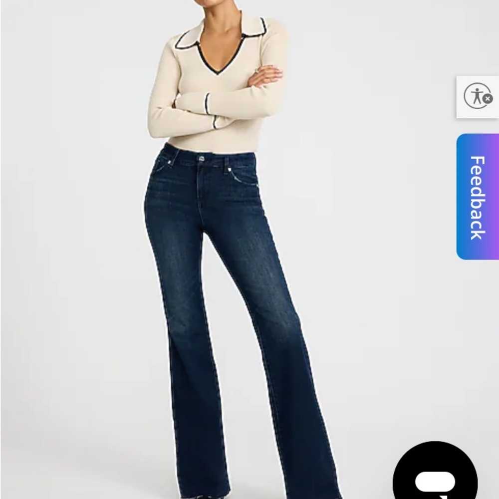 Express Dark Wash Mud Rise 70’s Flare